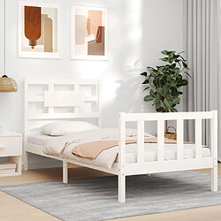 Acheter Maison Chic Lit adulte - Cadre Structure de lit avec tête de lit Contemporain blanc 90x200 cm bois massif -MN75679