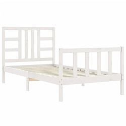 Maison Chic Lit adulte - Cadre Structure de lit avec tête de lit Contemporain blanc 90x200 cm bois massif -MN39387 pas cher