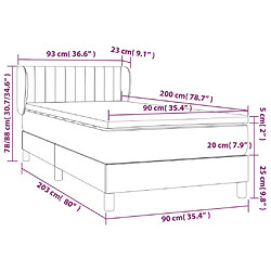 vidaXL Sommier à lattes de lit avec matelas Taupe 90x200 cm Tissu pas cher