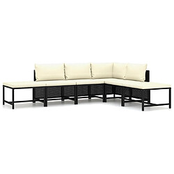 Maison Chic Salon de jardin 6 pcs + coussins - Mobilier/Meubles de jardin - Table et chaises d'extérieur Résine tressée Noir -MN56271