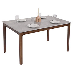 Mendler Table de salle à manger HWC-M55, Table de salle à manger, bois massif HDF stratifié mélaminé 135x80cm, aspect béton, pieds bruns