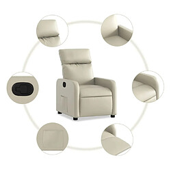 Maison Chic Fauteuil Relax pour salon, Fauteuil inclinable Crème Similicuir -GKD10074 pas cher