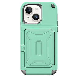 Coque en TPU + acrylique avec béquille et porte-carte pour votre iPhone 14 Plus - vert