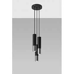 Luminaire Center Suspension Loopez Acier Chrom,noir 3 ampoules 90cm