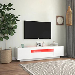 Avis Maison Chic Meubles TV avec lumières LED - Banc TV pour salon blanc brillant 160x35x40 cm -MN35395