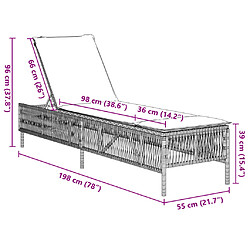 vidaXL Chaises longues avec coussins lot de 2 gris résine tressée pas cher