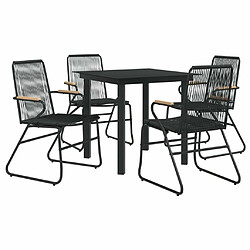 Avis Maison Chic Mobilier à dîner 5 pcs de jardin - Ensemble table et chaises d'extérieur - Salon/Mobilier de jardin classique Noir Rotin PVC -MN78412