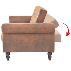 Acheter Maison Chic Canapé à 2 places,Sofa de Salon,Canapé droit convertible accoudoir daim synthétique marron -GKD270656