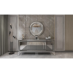 Vivenla Miroir design en acier coloris argenté et gris collection PANAMERA L. 90 x P. 4 x H. 90 cm pas cher