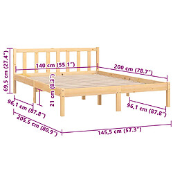 vidaXL Cadre de lit sans matelas bois massif 140x200 cm pas cher