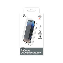 My Way Myway Coque pour Apple iPhone 15 Souple et Protection d'Écran en Verre Trempé Transparent