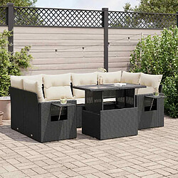 vidaXL Salon de jardin 7 pcs avec coussins noir résine tressée