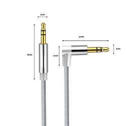 Avis Wewoo Cable Jack Auxiliaire AV01 Câble audio coudé mâle à 3,5 mmlongueur 3 m gris argenté