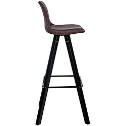 Decoshop26 Tabouret de bar chaise haute x1 repose-pieds style scandinave en tissu marron structure en bois noir carré 10_0004642