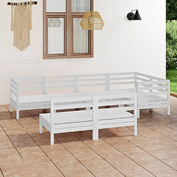 Maison Chic Salon de jardin 7 pcs - Table et chaises d'extérieur - Mobilier/Meubles de jardin Moderne Bois de pin massif Blanc -MN33544