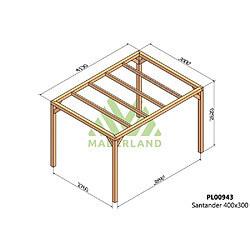 Maderland Pergola en bois lamellé-collé Santander 400 x 300 cm