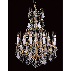 Lumière Chandelier sans abats jours Montmartre Or français 7 ampoules 82cm