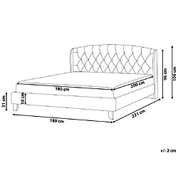 Avis Beliani Lit double en tissu beige 180x200 cm BORDEAUX