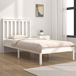 Maison Chic Lit Moderne Chambre - Cadre/structure de lit pour adulte Blanc Bois de pin massif 75x190 cm Petit simple -MN91711