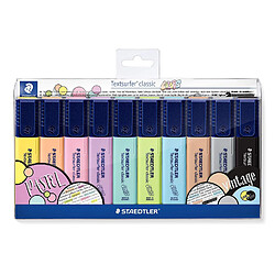 Promark Staedtler Textsurfer Classic, Surligneurs de Haute Qualité aux Couleurs Pastel et Vintage, Pointe Ogive de 1 à 4 mm, Étui Plastique avec 10 Surligneurs Pastel et Vintage Assortis, 364 CWP10