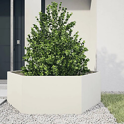 vidaXL Jardinière blanc hexagone 138x120x45 cm acier