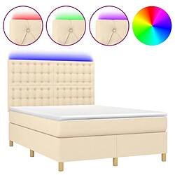 Sommier à lattes,Cadre à lattes de lit et matelas et LED pour Adulte Crème 140x200cm Tissu -MN51608