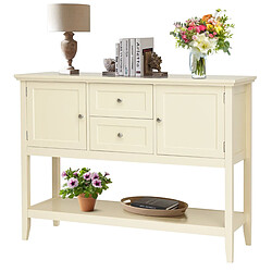 Helloshop26 Console buffet en bois avec 2 tiroirs et 2 placards table basse avec étagère pour salon couloir et bureau coloris beige 20_0008355