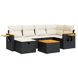 vidaXL Salon de jardin 7 pcs avec coussins noir résine tressée