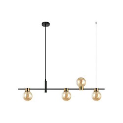 Luminaire Center Suspension Bletter Verre,Acier Noir, Ambre