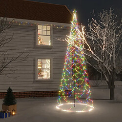 vidaXL Arbre de Noël avec poteau en métal 1400 LED colorées 5 m