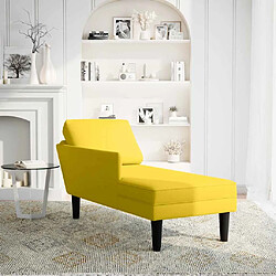 vidaXL Fauteuil long avec coussin et accoudoir droit jaune velours