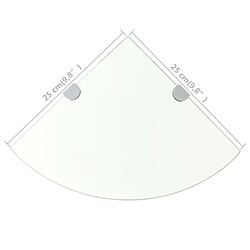 vidaXL Étagère de coin + supports chromés Verre Transparent 25 x 25 cm pas cher