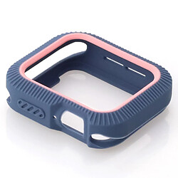 Avis Etui de protection bicolore en silicone souple pour montre Apple 4 40 mm bleu + rose