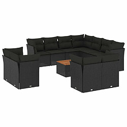 Maison Chic Salon de jardin 12 pcs avec coussins | Ensemble de Table et chaises | Mobilier d'Extérieur noir résine tressée -GKD99512