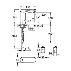 Mitigeur Robinet infrarouge pour Lavabo Eurosmart Cosmopolitan E GROHE 36330001