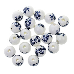 20pcs Fleur En Porcelaine Céramique Lâche Conclusions Espaceurs Perles Charmes Bleu Foncé pas cher