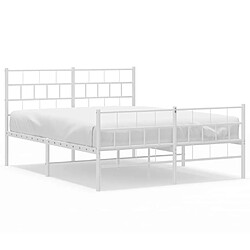 Maison Chic Lit adulte - Lit simple Cadre de lit métal avec tête de lit/pied de lit,Structure du lit Contemporain pour chambre blanc 135x190cm -MN35361