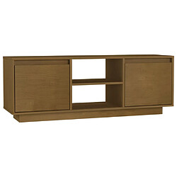 Maison Chic Meuble TV scandinave - Banc TV pour salon Marron miel 110x30x40 cm Bois de pin massif -MN26328