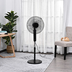 Homcom Ventilateur sur pied Ø 44 cm hauteur réglable oscillant silencieux 45 W avec télécommande minuterie 3 modes 3 vitesses noir