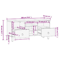 vidaXL Meuble TV 100x33x46 cm bois massif de manguier pas cher