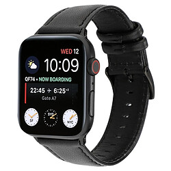 Wewoo Pour Apple Watch Series 5 et 4 44 mm / 3 et 2 et 1 42 mm Cire à l'huile Texture Crazy Horse Bracelet en cuir véritable noir