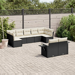 Maison Chic Ensemble Tables et chaises d'extérieur 9 pcs avec coussins,Salon de jardin noir résine tressée -GKD713780