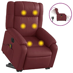 vidaXL Fauteuil inclinable de massage électrique rouge bordeaux