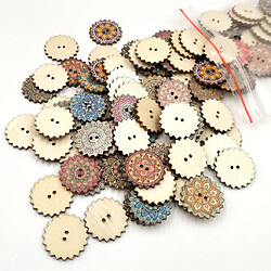 Boutons en bois peints de 100 morceaux pour coudre des accessoires de bricolage 25mm pas cher