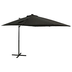 Maison Chic Parasol Jardin | Parasol déporté avec mat et lumières LED Noir 250 cm - GKD56614