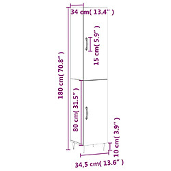 vidaXL Buffet haut Blanc 34,5x34x180 cm Bois d'ingénierie pas cher