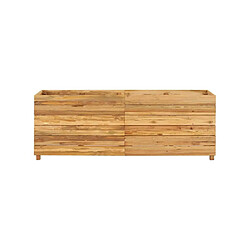 Vente-Unique Jardinière lit surélevé plantes fleurs jardin 150 x 40 x 55 cm bois de teck recyclé et acier 02_0000913