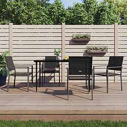 vidaXL Chaises de jardin lot de 4 noir 54x62,5x89 cm résine tressée