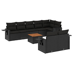 Maison Chic Ensemble Tables et chaises d'extérieur 9 pcs avec coussins,Salon de jardin noir résine tressée -GKD966226