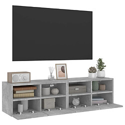 Avis vidaXL Meubles TV muraux 2 pcs gris béton 60x30x30cm bois d'ingénierie